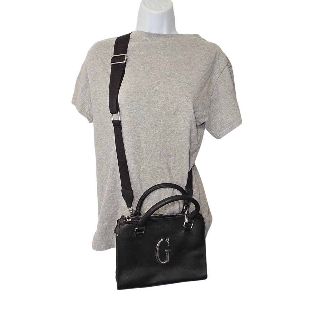 G by GUESS Black Crossbody Satchel Bag Logo Adjustable Strap